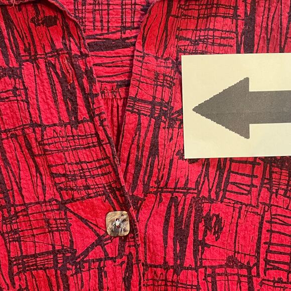 Habitat Lagenlook Button Top Womens Medium Artsy Flowy Shirt *1 Missing Button - Picture 5 of 10
